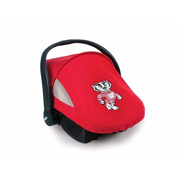 Wisconsin Badgers NCAA Cozy Cover Combo Pack Sun/Bug & Lightweight Car Seat Baby - Picture 3 of 6
